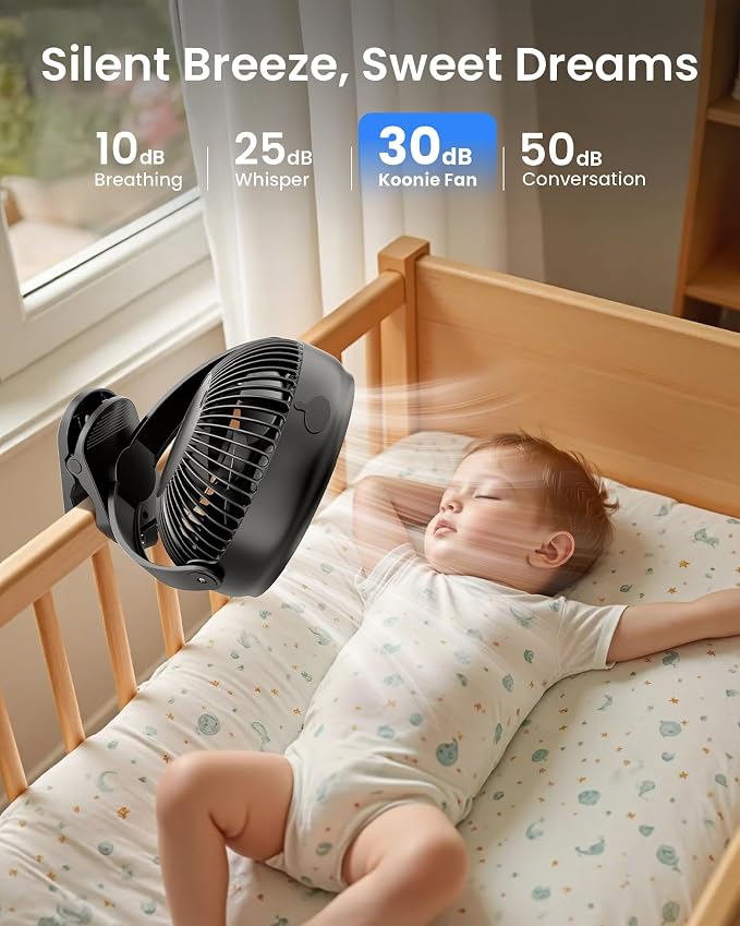 Koonie 10000mAh Battery Operated Misting Fan with Clip, Portable 8'' Mist Fan for Desk with Max. 48 Hours Runtime, 3Speeds, 2 Spray Modes, 200ML Tank for Golf Cart Home Office Travel Camping Stroller