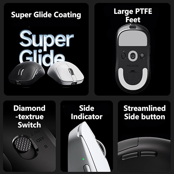 MCHOSE A7 V2 Ultra Wireless Gaming Mouse, 59g Ultra-Lightweight with PAW3950TI Custom Sensor to 42K DPI, Wired/Wireless Dual 8K Polling Rate, 130 Hour Battery Life & Tri-Mode Connectivity - Rose Red