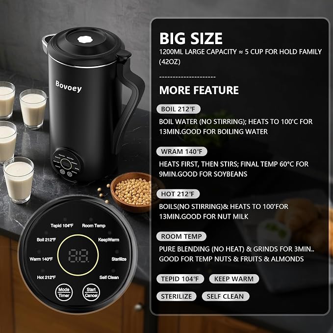 Nut Milk Maker Machine, Automatic Nut Milk Maker for Almond Homemade Milk,Oat,Plant-Based Milk and Countertop Blenders Almond Milk Maker Blenders,40oz Soy Milk Maker Delay Start/Self Clean/Keep Warm