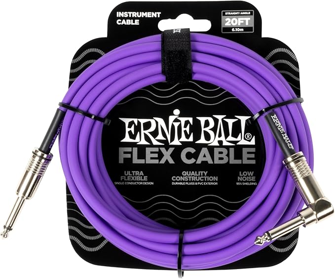 Ernie Ball Flex Instrument Cable Straight/Angle 20ft - Purple (P06466)