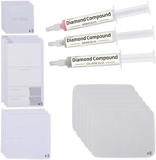 Scratch Remover for Phone Screen, Watches & Tablets, Safe, Touch-Friendly, Watch Scratch Remover Kit Includes 3 Diamond Polishing Compounds, 6 Polishing Cloths & 3 Cleaning Wipes
