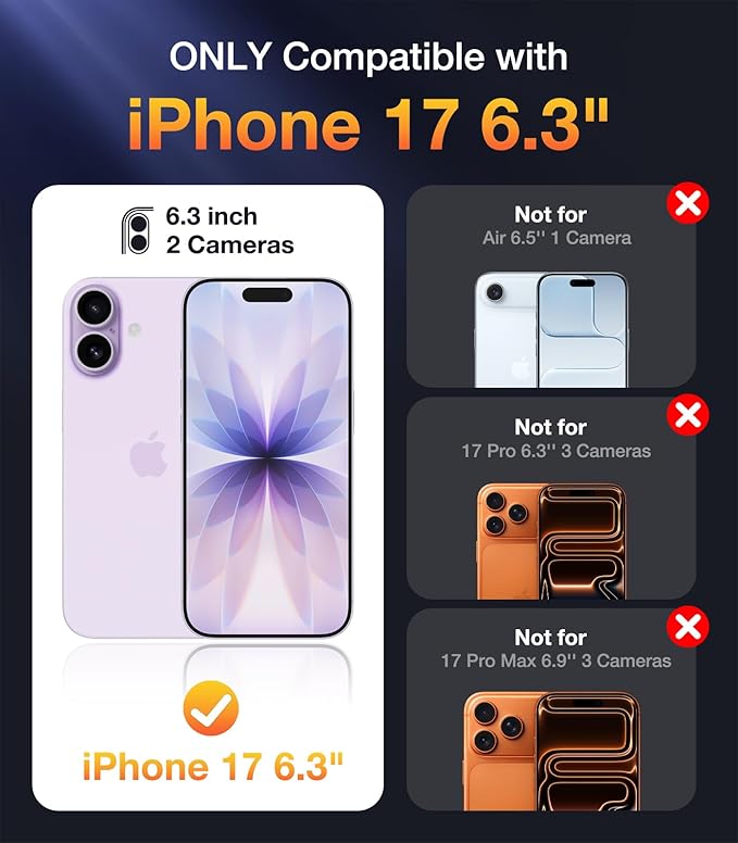 Diaclara Magnetic Designed for iPhone 17 Case 6.3'' [Full Camera Protection] Full Body Bumper,[Compatible with MagSafe] Phone Case w/Built-in Privacy Screen Protector,Black