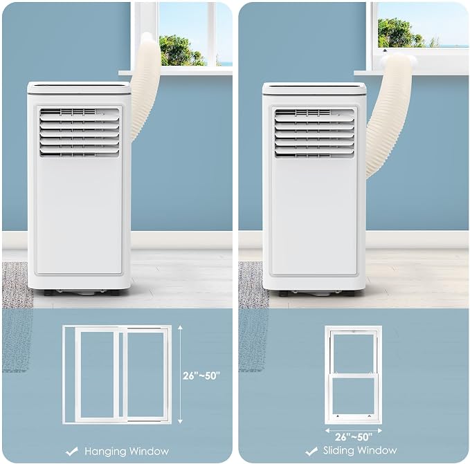 8000 BTU Portable Air Conditioners for Room up to 350 Sq. Ft, 3-in-1 Mini AC Unit for Bedroom with Dehumidifier & Fan Mode, Remote Control, Sleep Mode, 24H Timer