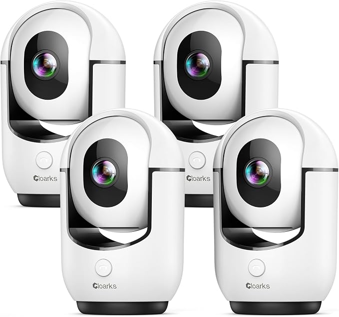 Cloarks 2K Pan/Tilt Security Camera, WiFi Indoor Cameras for Home Security with AI Motion Detection, Pet/Dog/Baby Camera with Phone App, 2-Way Audio, 24/7, Siren, TF/Cloud Storage, 4 Pack