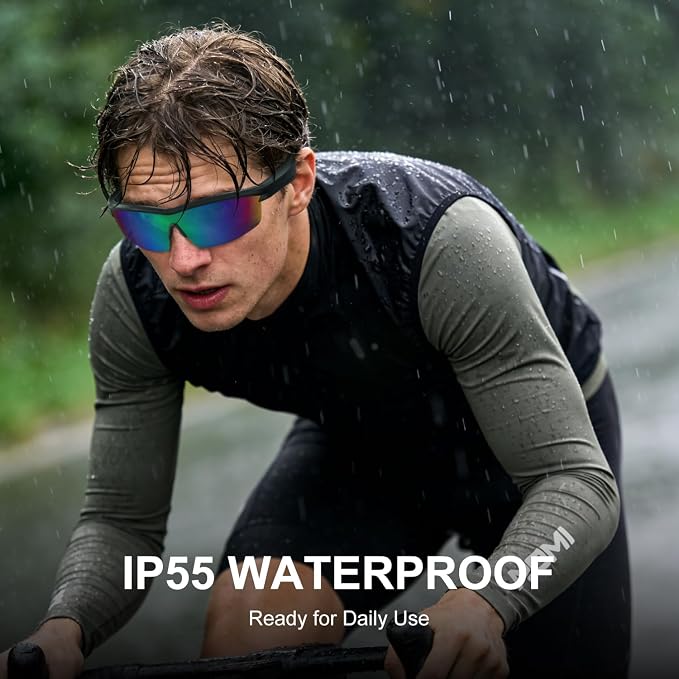 Bluetooth Audio Smart Glasses for Cycling Running Driving | Polarized Sports Sunglasses with Open-Ear Speakers, Hands-Free Calls, Voice Assistant, UV Protection, IPX5 Waterproof for Hiking Fishing