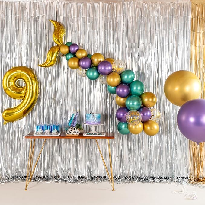 Restaurantware-Balloonify Mermaid Balloon Arch Kit, 1 Party Decoration Kit - 42 Balloons, With Chain, Latex Mermaid Tail Balloon Arch Kit, Includes Glue Dots