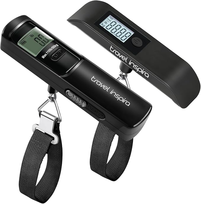 travel inspira Luggage Scale, Travel Essentials, Portable Digital Hanging Baggage Scale for Travel, Suitcase Weight Scale