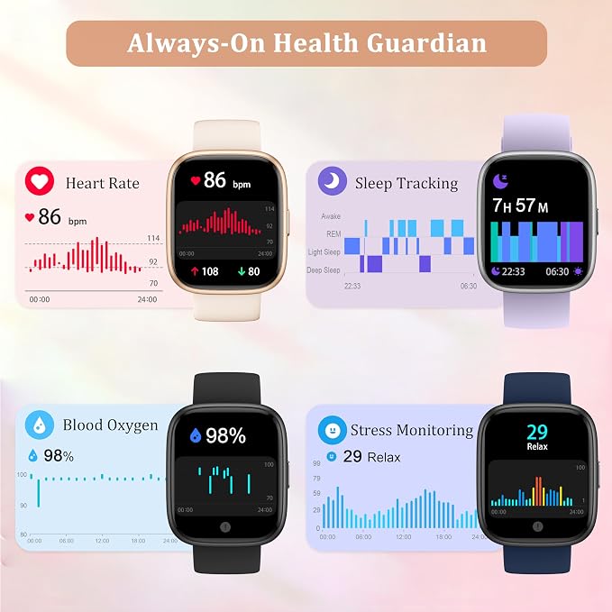 Smart Watch for Women Men, 2026 Upgrade Smartwatch [2 Bands, 44mm case], 1.83" Fitness Tracker Watch Alexa Built-in, Make/Answer Call, HR Sleep Stress Monitor, IP68 Waterproof Step Counter Watch