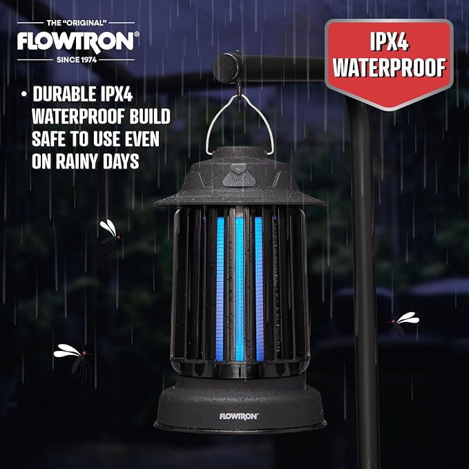 Flowtron Bug Zapper Lantern | 2-in-1 Electric Mosquito Killer & LED Camping Lantern, 2150 Sq Ft Coverage, 2000mAh Rechargeable Battery, Self-Cleaning Bug Zapper for Patio Outdoor & Indoor Use