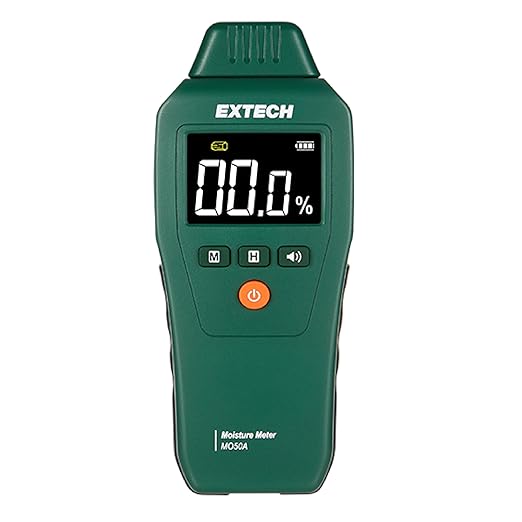 Extech MO50 Compact Pin Moisture Meter with High Contrast LCD & Backlight - Digital Dampness Detector for Wood, Drywall, Concrete, Water Damage Inspection & Building Materials with Audible Alert