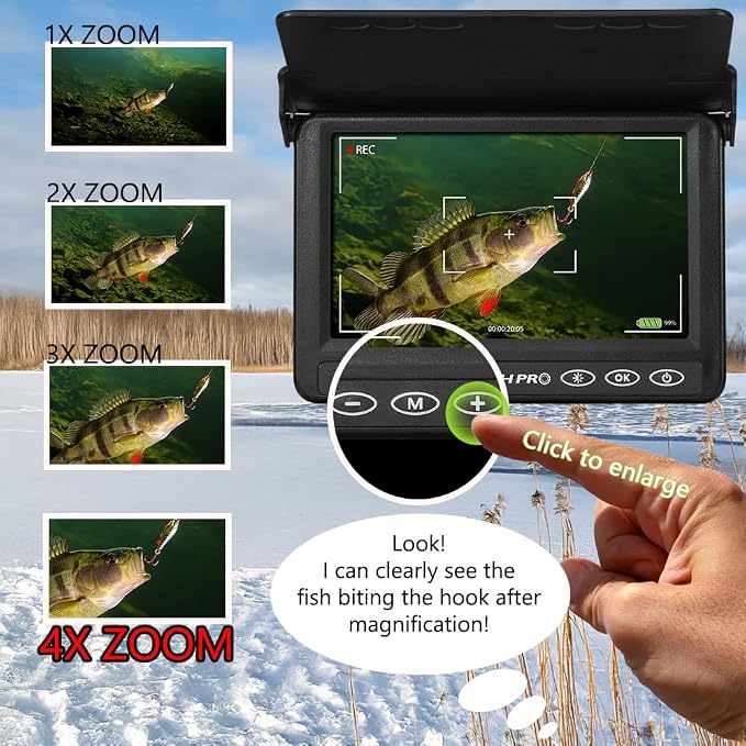 [FishPRO® 2026 Upgrade] Underwater Fishing Camera -4.3'' Ice Fishing Camera Underwater(NO Need Learn), 1000TVL, Ice Fish Gift for Men, Ice Fish Finder for Boat Fish w/IR/USB-C/5,000mAh/65ft