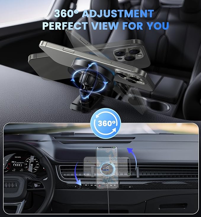 Magnetic Wireless Car Charger - Car Mount Charger for iPhone 17Pro Accessories,Magnetic Phone Holder for iPhone 16Pro Max/16e/15/14/13/12