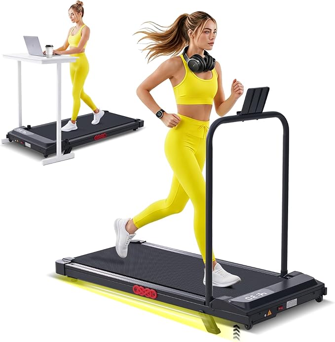 Walking Pad with Handle Bar, 2026 Upgrade Compact Portable Small Treadmill with Handles for Home Office Small, 3.0HP Electric Under Desk Mini Walking Pad Treadmill with Incline, 0.6-7.6MPH, 350LBS