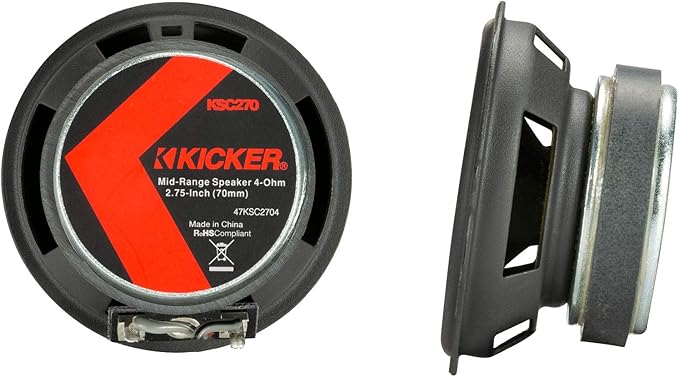 KICKER 47KSC2704 2.75" Mid-Range Speakers, 4ohm with Brackets for Select GM/Chrysler/Subaru/Jeep and Toyota Included