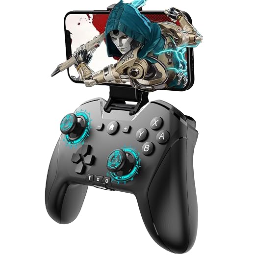 Bluetooth Controller for Switch/Mac/PC/Steam/Mobile Phone/iOS/Android//TV/iPad/Table/Apple Arcade MFi Games, switch pro controller wireless with Adjustable Dual Motion,Turbo,Macros,6-Axis,Wake Up for Black Myth: Wukong (Black) (Purple) (Black with Clip)