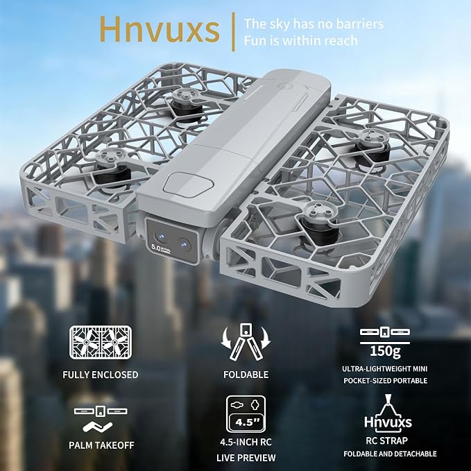 Foldable Mini Drone with 2K Camera and 4.5 Inch Screen, Portable Pocket Quadcopter for Adults and Kids, Follow Me Mode, One-Key Takeoff, Propeller Guards