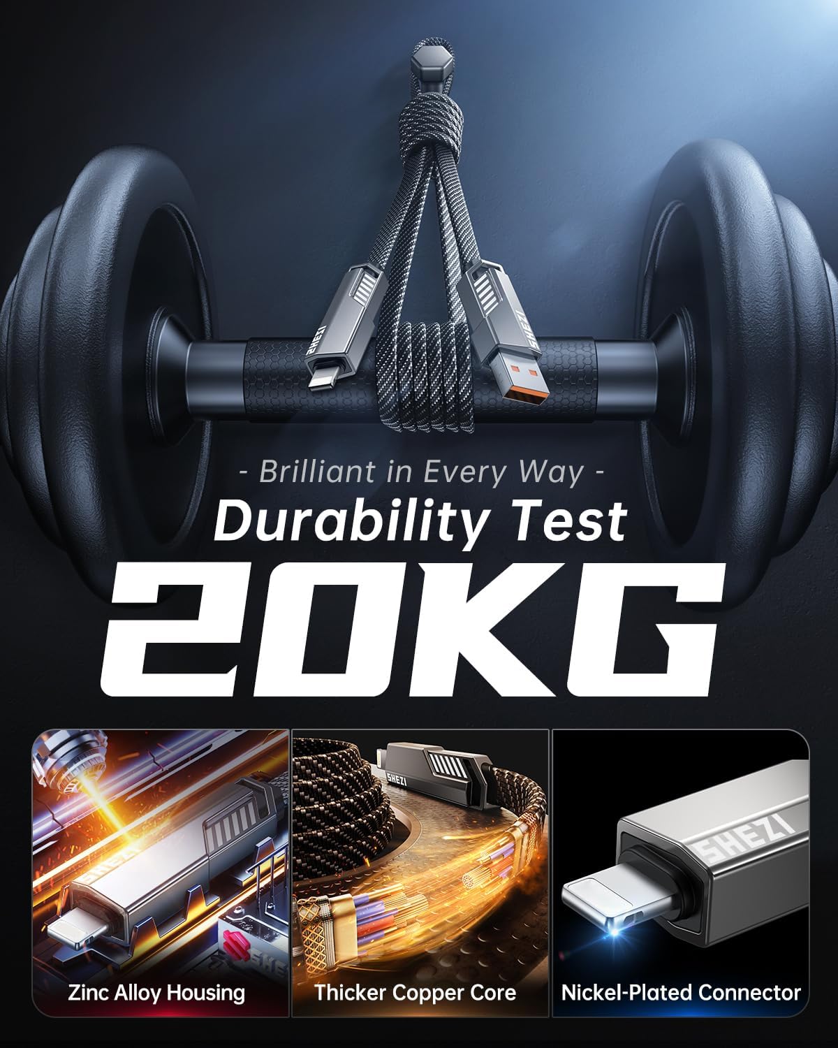 4-in-1 Long USB C Cable 45W 10FT Compatible With Lightning Cable [Fast Charging&Data Transfer] Flat Nylon Braided for iPhone iPad Charger Cord, Multi Charge Wire Combo with L/Type C/USB A Port