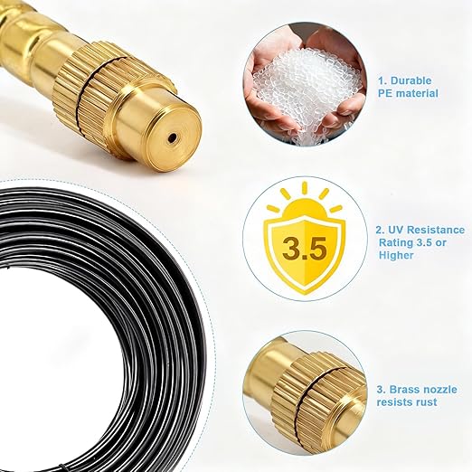 Thiswing 200FT 360° Adjustable Irrigation System for Garden – 1/4" Tubing with 36 Nozzles, Automatic Watering Misting System, Sprinkler for Garden, Raised Bed, Lawn, Plants