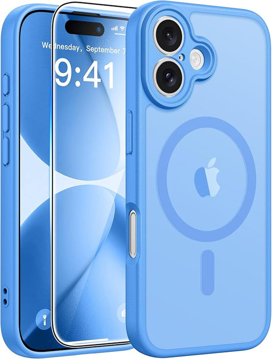 FNTCASE for iPhone 17 Case: [Compatible with Magsafe] Translucent Matte Cases with [Full Camera Protection] [Screen Protector] Military Grade Shockproof Protective Phone Cover - Ice Blue