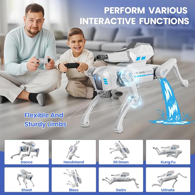 cxjoigxi Smart Robot Dog Toy, Interactive STEM Robotic Pet with Blaster, Voice & Remote Control, App Programming, 30+ Actions, Bionic Walking, RC Dog Birthday Gifts for Kids Boys Girls Age 6+
