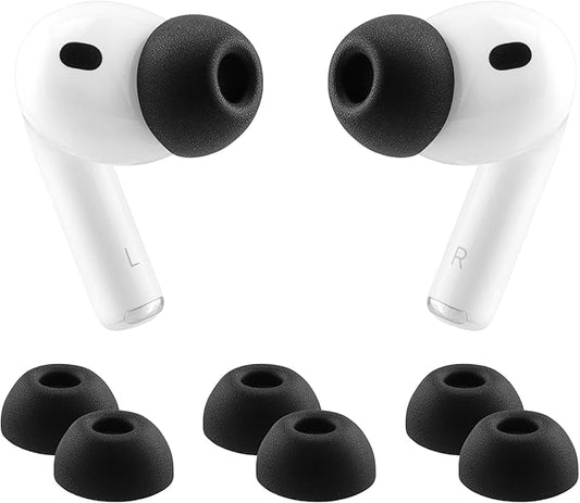 Memory Foam Ear Tips for AirPods Pro 3rd Generation 2025, Ultimate Comfort, Replacement Ear Tips for AirPods Pro 3 Earbuds, 3 Pairs (Black, Medium)