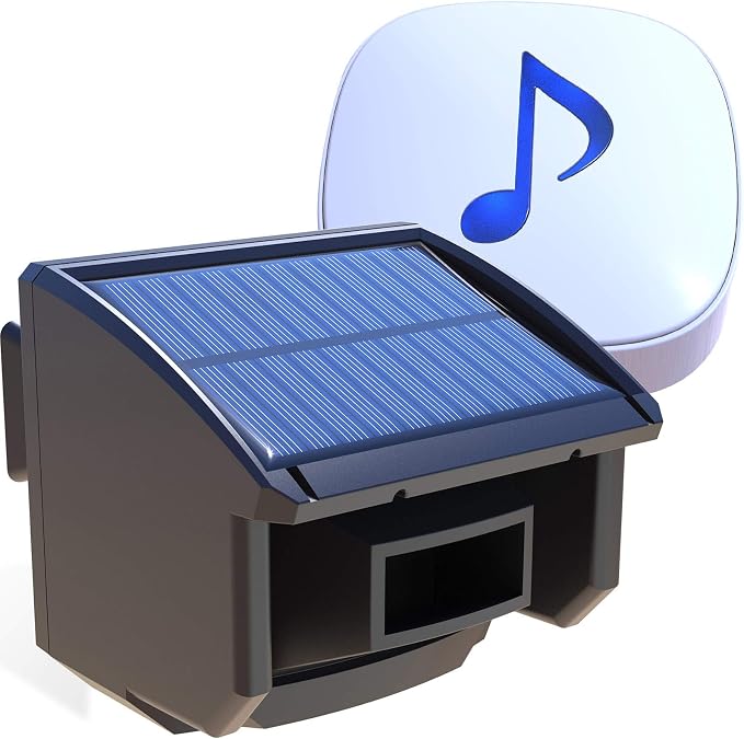 Htzsafe Solar Driveway Alarm System-1/4 Mile Long Transmission Range-Solar Powered No Need Replace Batteries- Outdoor Weatherproof Motion Sensor&Detector DIY Security Alert System