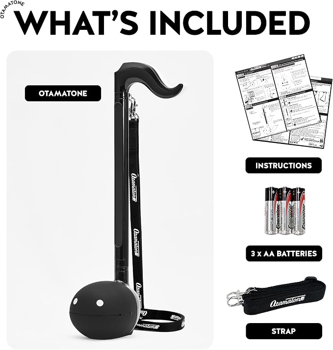 Otamatone Deluxe Electronic Musical Instrument for Adults Portable Synthesizer Digital Electric Music from Japan by Cube/Maywa Denki Cool Stuff Gifts, Black [English Manual]