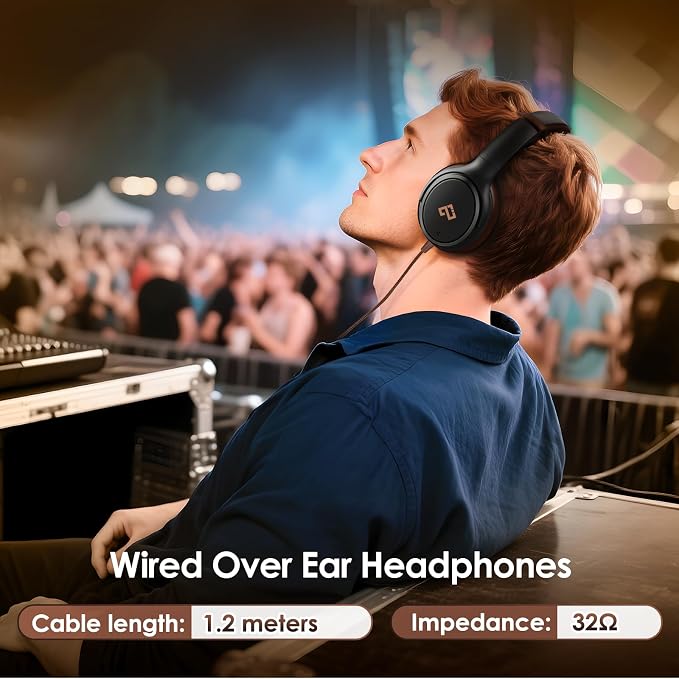 USB C Headphones Wired Headphone Over Ear with Microphone, Lightweight Only 195g, Active Noise Canceling Headphone for iPhone/iPad/Sports/School/Travel, Brown Headphones Plug and Play-Ideal Gifts