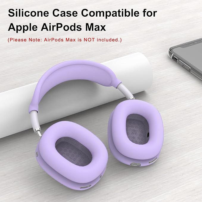 Silicone Case Cover for AirPods Max Headphones, Ear Pad Case Cover/Ear Cups Cover/Headband Cover for AirPods Max 2/1 (2026/2024/2020)(USB-C/Lightning), Accessories for Apple AirPod Max 2, Pastel Lilac