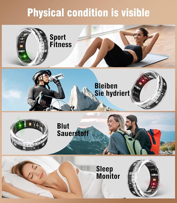 10 Gen Diamond Smart Ring and Wireless Charging Case【Industry Ranking No.1 – 0 Measurement Error】 2026 Smart Ring for Women & Men for Sleep Tracking Wearable Device,Fitness Ring 11#
