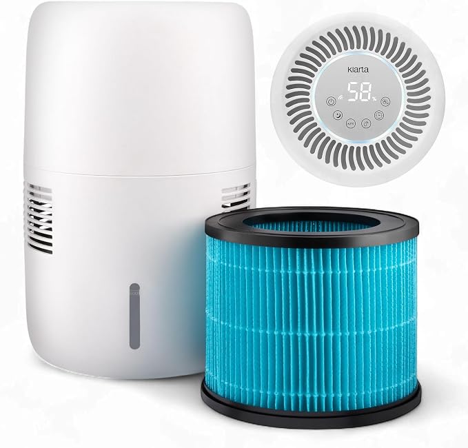 Smart Evaporative Humidifiers for Bedroom with App Control & 3L Tank – Mist-Free, No White Dust – Quiet Operation for Better Sleep – White Humidifier Klarta Humea