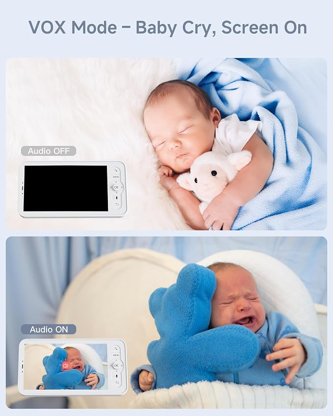 ARENTI Baby Monitor, 2K/3MP WiFi 6 Camera and Audio, 5-inch Wireless Screen, Smartphone App, Super Night Vision, Crying Detection, Auto Tracking, Temp&Humidity Sensor, Cloud&SD Card Storage (D3 Kit)