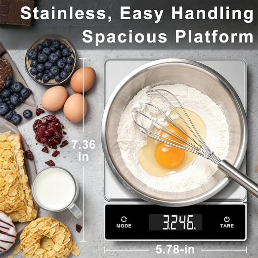 THINKSCALE Digital Kitchen Scale, 11lb/5kg Food Scale with Pull-Out Display, 1g/0.01oz Precision Digital Grams and Ounces for Weight Loss, Baking, Cooking, Keto and Meal Prep, LCD Display