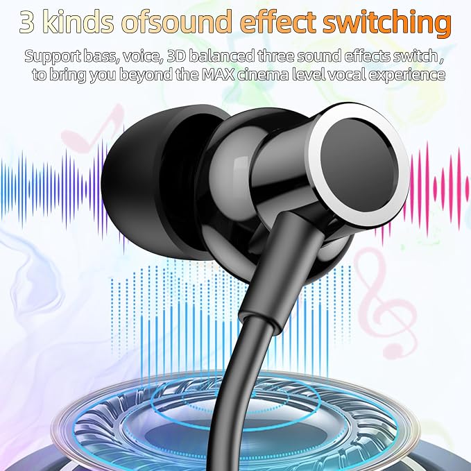 Kinobo Neckband Bluetooth Headphones, 6.0 Bluetooth 100 Hours Playtime，IPX7 Sports Waterproof Earbuds with Microphone Noise Cancelling with HiFi Speakers Multiple Switchable Sound Modes