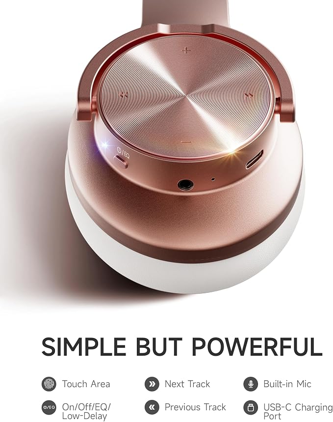 Picun B8 Bluetooth Headphones, 120H Playtime Headphone Wireless Bluetooth with 3 EQ Modes, Low Latency, Hands-Free Calls, Over Ear Headphones for Travel Home Office Cellphone PC
