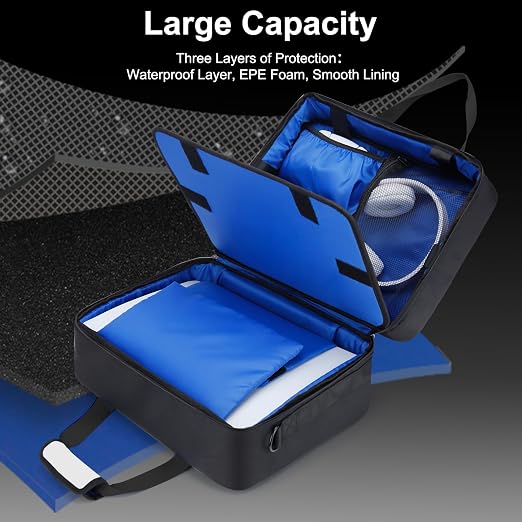 GDNasist Carrying Case Fit for PS5, Travel Thickened Protective Bag Compatible with Playstation 5 Console, Headset, PS5 Controller, Game Discs, and Gaming Accessories, White