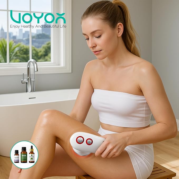 VOYOR Electric Cellulite Massager, Body Sculpting Machine for Arms, Belly, Legs, Waist, Buttocks, 3 Strengths for Body Cleaning and Deep Tissue Cellulite Massage, IPX7 Waterproof & Cordless VRMM1-NEW