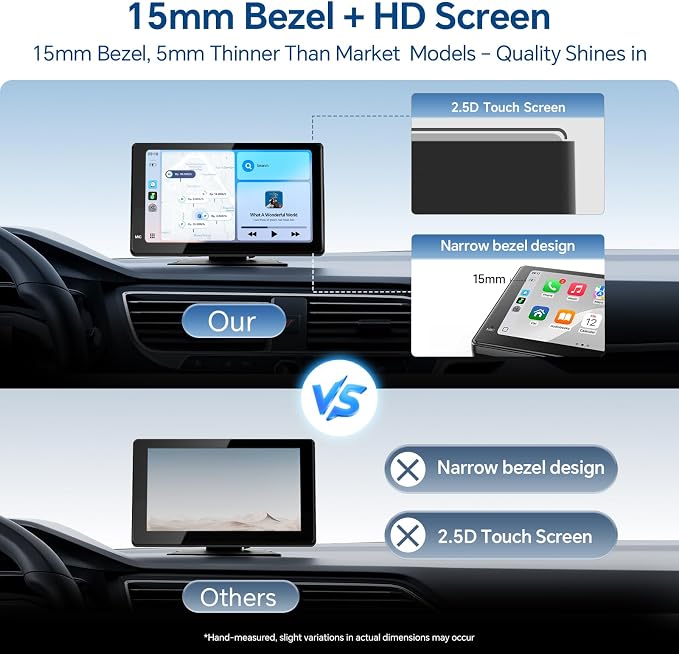 Haudio Portable Wireless Carplay Car Stereo, 7" HD Touchscreen for Car with CarPlay & Android Auto with Backup Camera, GPS, Bluetooth, Voice Control, Mirror Link, FM, AUX, Universal Fit