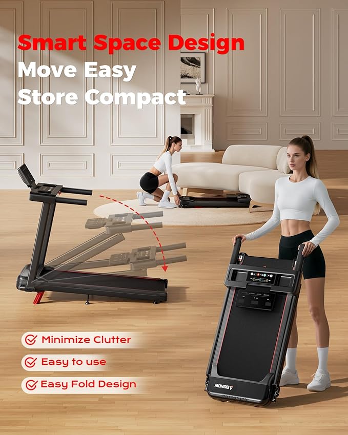 Abonow Foldable Treadmill for Home Small with Incline - 3.0HP Quiet Walking Pad Treadmill with Handles, 300LBS Capacity, Home Office 3-in-1 Portable Treadmills for Running Jogging Walking