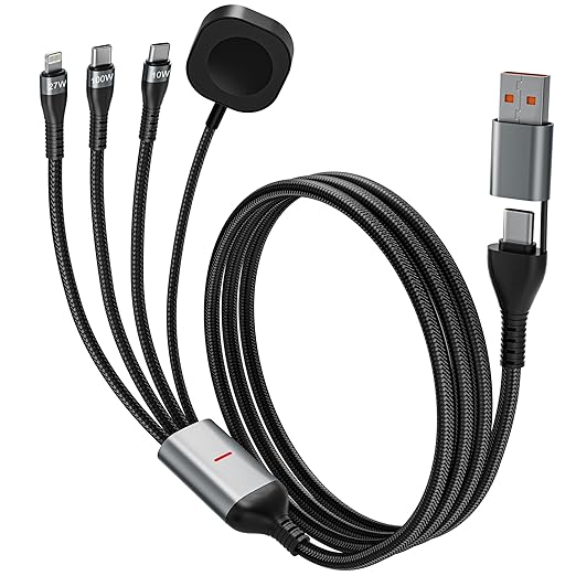 100W 4-in-2 Charging Cable: 10ft USB-C Cord (100W/10W), Includes MFi Magnetic Apple Watch Charger Compatible with iPhone 17/16/15, iPad, MacBook, Galaxy S24/S23