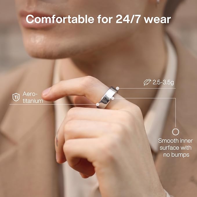 POBOVi Gen 2 Titanium Smart Ring for Women & Men, Sleep & Heart Rate Tracker, No Subscription, Size Before You Buy (Polished Rosegold, 9)