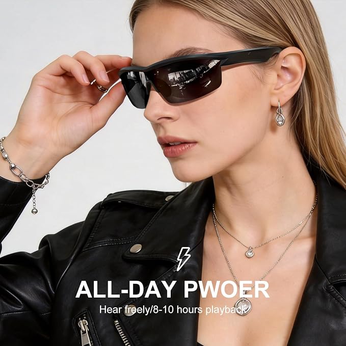 Bluetooth Audio Smart Glasses for Cycling Running Driving | Polarized Sports Sunglasses with Open-Ear Speakers, Hands-Free Calls, Voice Assistant, UV Protection, IPX5 Waterproof for Hiking Fishing