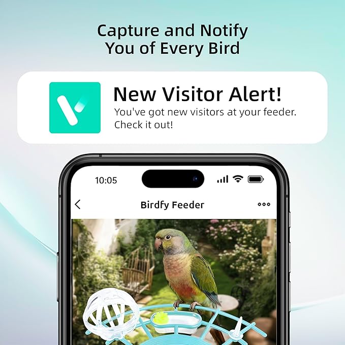 Bird Feeder with Camera,AI Identify Birds Species,Solar Powered,Auto Record Videos in Backyard,Instant Notifications,Ideal Gift for Family and Bird Lovers (Blue)