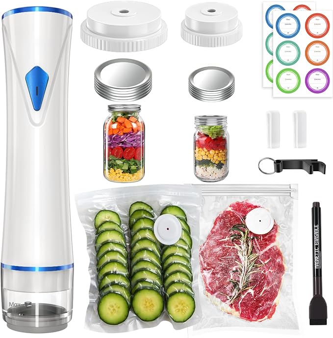 Handheld Vacuum Sealer Machine for Food Automatic Compact Vacuum Sealer Kit Food Sealer Saver with Visual Water Tank for Reusable Vacuum Bag,Regular&Wide Mouth Mason Canning Jar Mother Day Gift