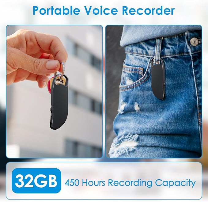 Digital Voice Recorder, XIXITPY 32GB (2000 Hours) Voice Recorder with AI Noise Reduction, Portable Voice Activated Recorder for Work Lecture Meeting Interview Class