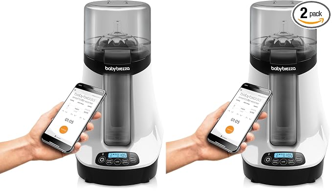 Baby Brezza Smart Bottle Warmer - Breastmilk Warmer/Defroster, Bluetooth Control (Pack of 2)