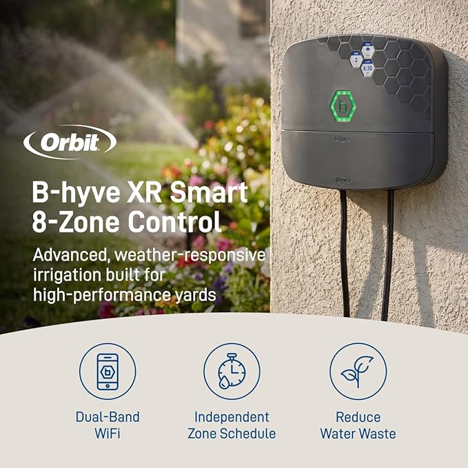 Orbit B-hyve XR Smart Sprinkler Timer - 8-Zone - WiFi-Enabled Indoor/Outdoor Irrigation Controller - App Control - Weatherproof Watering System - Multi Zone - Custom Programs - 57985