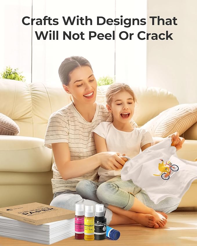 Hiipoo Sublimation Ink Refilled Bottles Compatible for ET2400 ET-2800 ET2720 ET2760 ET2750 ET4800 ET-2803 ET-2850 Inkjet Printers Heat Press Transfer on Mugs T-Shirts