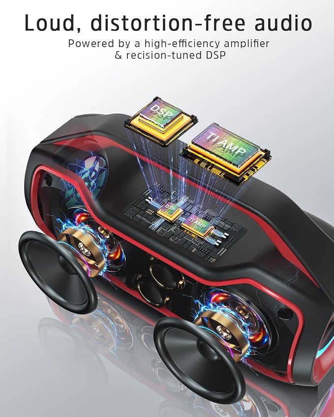 Portable Bluetooth Speaker Wireless, 120W Peak Deep Bass Loud Stereo Sound, BT5.4, IPX6 Waterproof, 20-Hour Battery Life, RGB Lights, TWS Pairing, Party Speaker for Outdoor, Beach, Camping, Tailgate