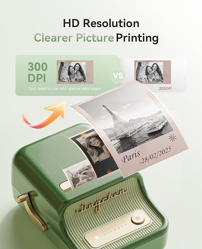 NIIMBOT B21 Pro Label Maker, 300DPI HD Label Printer, Ideal for Notes,Photos, Study Graphics, Memo Maker,50x30mm Label(Pine Green)